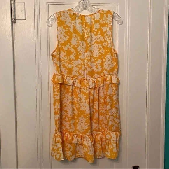 Ramy Brook Yellow Floral Ruffle Mini Dress Boho Garden Party Summer Size 10 - Picture 3 of 8
